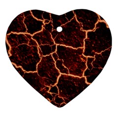 Lava Cracked Background Fire Ornament (heart) by Sapixe