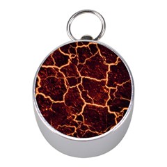 Lava Cracked Background Fire Mini Silver Compasses by Sapixe