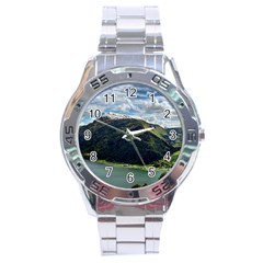 Panoramic Nature Mountain Water Stainless Steel Analogue Watch by Sapixe