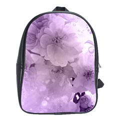 Wonderful Flowers In Soft Violet Colors School Bag (xl) by FantasyWorld7