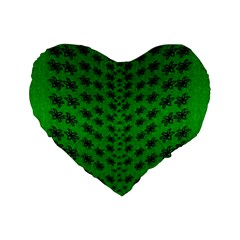 Forest Flowers In The Green Soft Ornate Nature Standard 16  Premium Flano Heart Shape Cushions by pepitasart
