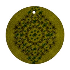 Flower Wreath In The Green Soft Yellow Nature Ornament (round) by pepitasart