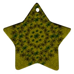 Flower Wreath In The Green Soft Yellow Nature Star Ornament (two Sides) by pepitasart