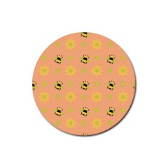Bee A Bug Nature Wallpaper Rubber Round Coaster (4 Pack)  by Sapixe