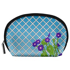 Morning Glory Argyle (blue Sky) Pattern Accessory Pouch (large) by emilyzragz