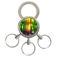 Abstract Vibrant Colour Botany 3-ring Key Chains