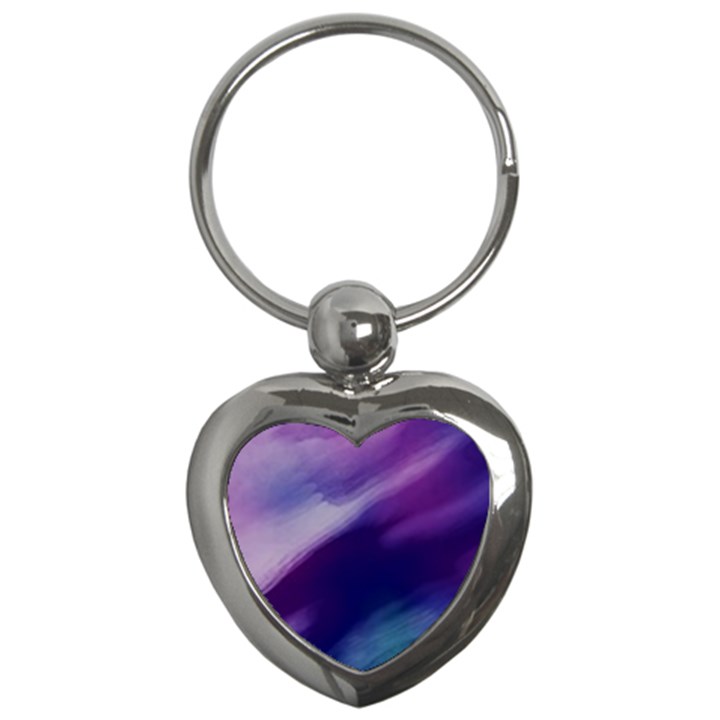 Purple Background Art Abstract Watercolor Key Chains (Heart) 