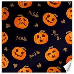 Funny Scary Black Orange Halloween Pumpkins Pattern Canvas 12  X 12 