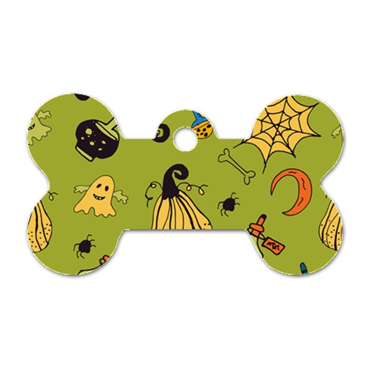 Funny Scary Spooky Halloween Party Design Dog Tag Bone (One Side)