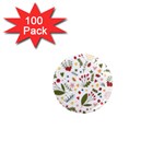 Floral Christmas pattern  1  Mini Magnets (100 pack) 