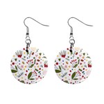 Floral Christmas pattern  Mini Button Earrings