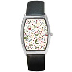 Floral Christmas pattern  Barrel Style Metal Watch