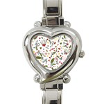 Floral Christmas pattern  Heart Italian Charm Watch