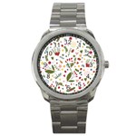 Floral Christmas pattern  Sport Metal Watch