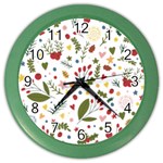 Floral Christmas pattern  Color Wall Clock