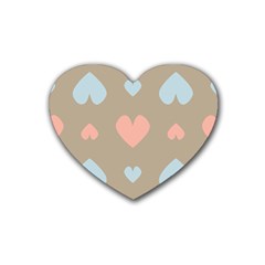 Hearts Heart Love Romantic Brown Rubber Coaster (heart)  by Sapixe