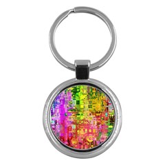 Color Abstract Artifact Pixel Key Chains (round)  by Sapixe