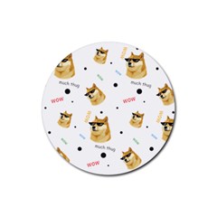 Doge Much Thug Wow Pattern Funny Kekistan Meme Dog White Rubber Round Coaster (4 Pack)  by snek