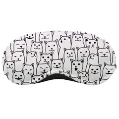 Funny Cat Pattern Organic Style Minimalist On White Background Sleeping Masks by genx