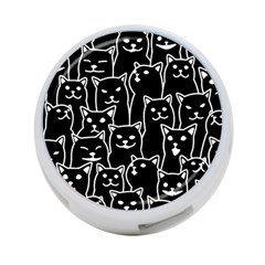 Funny Cat Pattern Organic Style Minimalist On Black Background 4-port Usb Hub (one Side) by genx