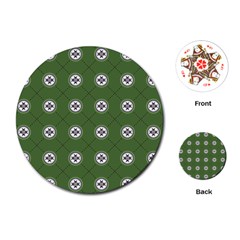 Logo Kekistan Pattern Elegant With Lines On Green Background Playing Cards (round) by snek