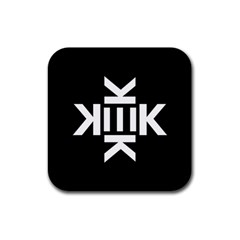 Official Logo Kekistan Circle Black And White On Black Background Rubber Coaster (square)  by snek