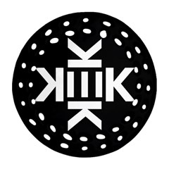 Official Logo Kekistan Circle Black And White On Black Background Ornament (round Filigree) by snek