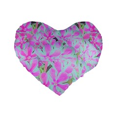 Hot Pink And White Peppermint Twist Flower Petals Standard 16  Premium Flano Heart Shape Cushions by myrubiogarden