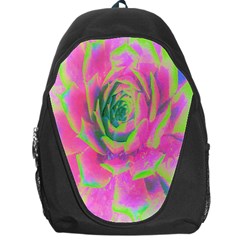 Lime Green And Pink Succulent Sedum Rosette Backpack Bag by myrubiogarden