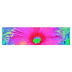 Psychedelic Pink And Red Hibiscus Flower Satin Scarf (oblong) by myrubiogarden