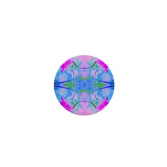 Pink And Purple Dahlia On Blue Pattern 1  Mini Buttons by myrubiogarden
