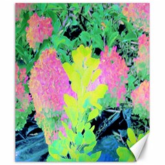 Fluorescent Yellow Smoke Tree With Pink Hydrangea Canvas 20  X 24  by myrubiogarden