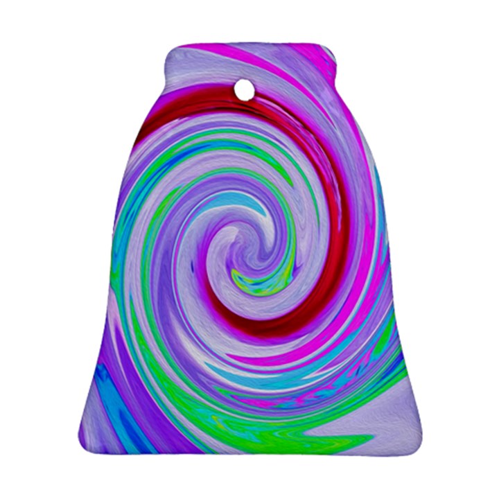 Groovy Abstract Red Swirl On Purple And Pink Bell Ornament (Two Sides)