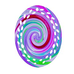 Groovy Abstract Red Swirl On Purple And Pink Oval Filigree Ornament (two Sides) by myrubiogarden