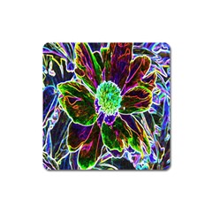 Abstract Garden Peony In Black And Blue Square Magnet by myrubiogarden