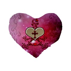 Wonderful Hearts With Floral Elements Standard 16  Premium Heart Shape Cushions by FantasyWorld7