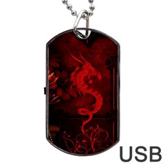 Wonderful Red Chinese Dragon Dog Tag Usb Flash (one Side) by FantasyWorld7