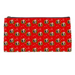 Trump Wrait Pattern Make Christmas Great Again Maga Funny Red Gift With Snowflakes And Trump Face Smiling Pencil Cases by snek