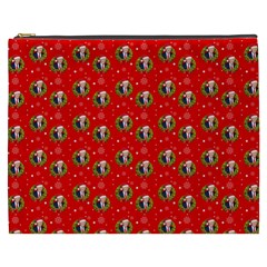 Trump Wrait Pattern Make Christmas Great Again Maga Funny Red Gift With Snowflakes And Trump Face Smiling Cosmetic Bag (xxxl) by snek