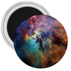 Lagoon Nebula Interstellar Cloud Pastel Pink, Turquoise And Yellow Stars 3  Magnets by genx