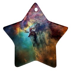 Lagoon Nebula Interstellar Cloud Pastel Pink, Turquoise And Yellow Stars Ornament (star) by genx