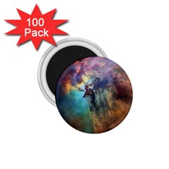 Lagoon Nebula Interstellar Cloud Pastel Pink, Turquoise And Yellow Stars 1 75  Magnets (100 Pack)  by genx