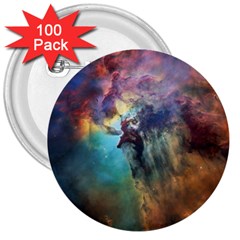 Lagoon Nebula Interstellar Cloud Pastel Pink, Turquoise And Yellow Stars 3  Buttons (100 Pack)  by genx