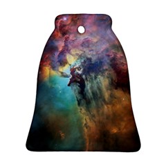 Lagoon Nebula Interstellar Cloud Pastel Pink, Turquoise And Yellow Stars Ornament (bell) by genx