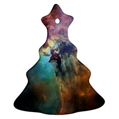 Lagoon Nebula Interstellar Cloud Pastel Pink, Turquoise And Yellow Stars Christmas Tree Ornament (two Sides) by genx