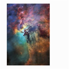 Lagoon Nebula Interstellar Cloud Pastel Pink, Turquoise And Yellow Stars Small Garden Flag (two Sides) by genx