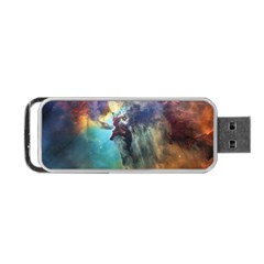 Lagoon Nebula Interstellar Cloud Pastel Pink, Turquoise And Yellow Stars Portable Usb Flash (one Side)