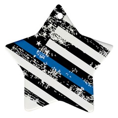 Usa Flag The Thin Blue Line I Back The Blue Usa Flag Grunge On White Background Star Ornament (two Sides) by snek