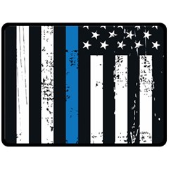 I Back The Blue The Thin Blue Line With Grunge Us Flag Double Sided Fleece Blanket (large)  by snek