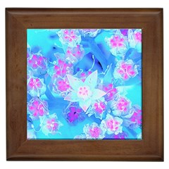 Blue And Hot Pink Succulent Underwater Sedum Framed Tiles by myrubiogarden